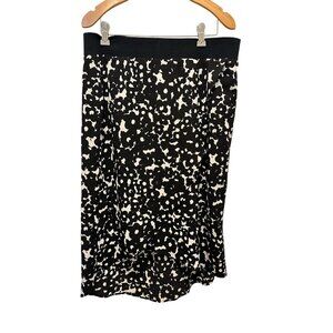 Cabi Black & White Abstract Print Womens Midi Skirt Size M Lightweight Hi-Lo